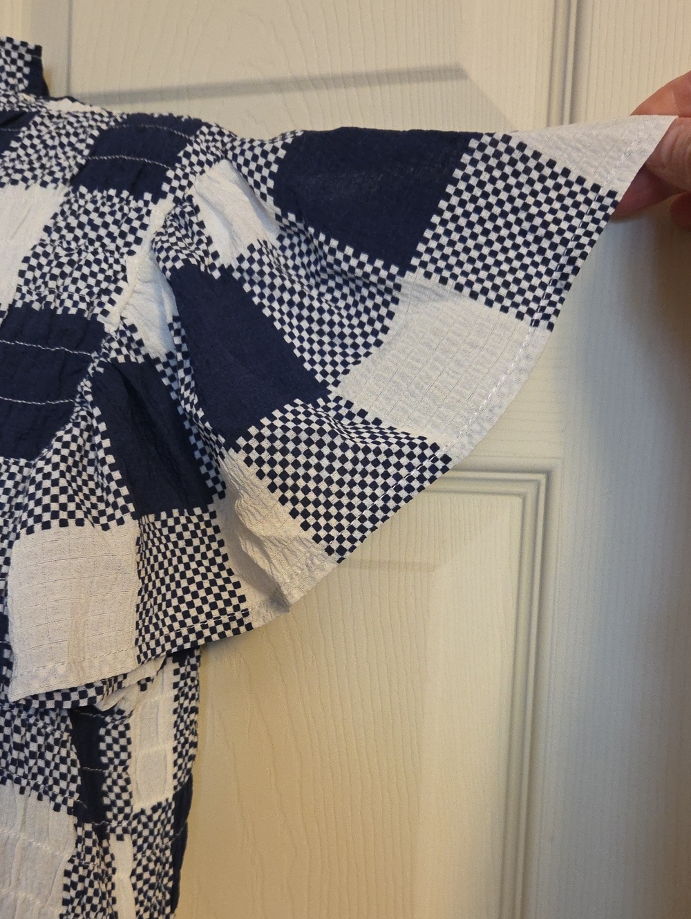 Moon River Navy and White Checkered Smocked Dress Size Small - Picture 7 of 13